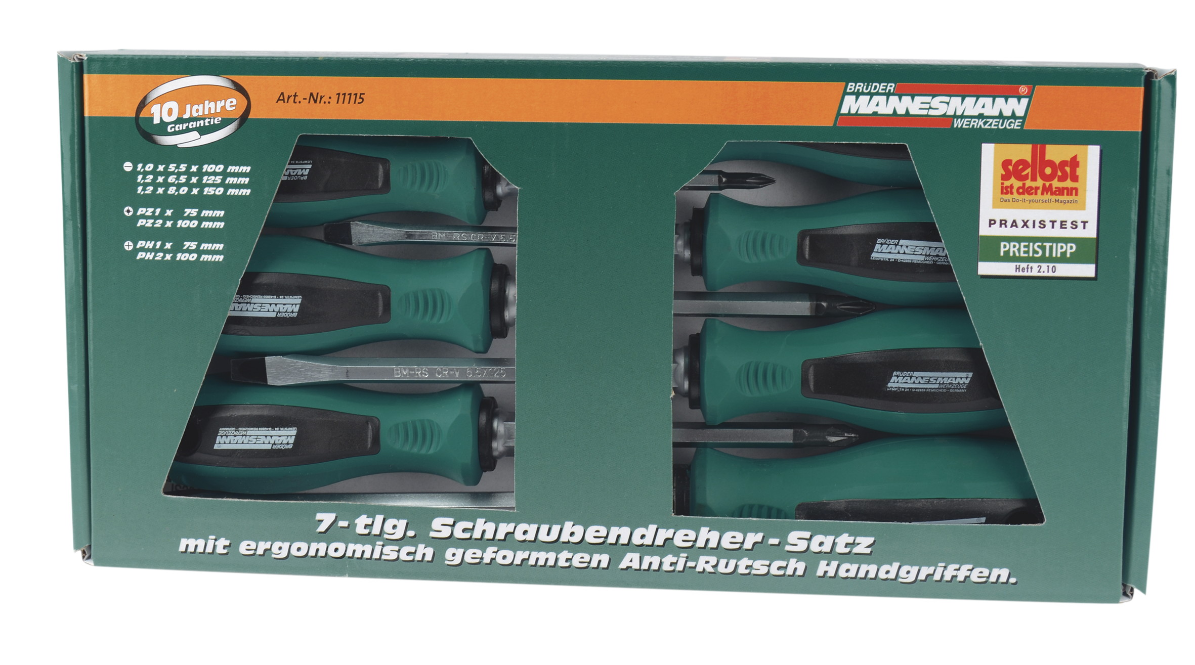 MANNESMANN 98430 socket wrench set, 215-piece hand tool, green / black New
